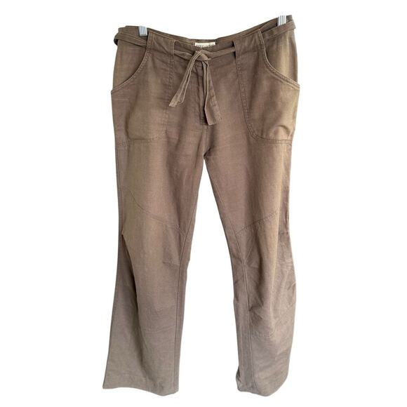 Terranova Pants Women's M Brown Belted Linen blend Straight Midrise Fishingcore - Picture 1 of 11